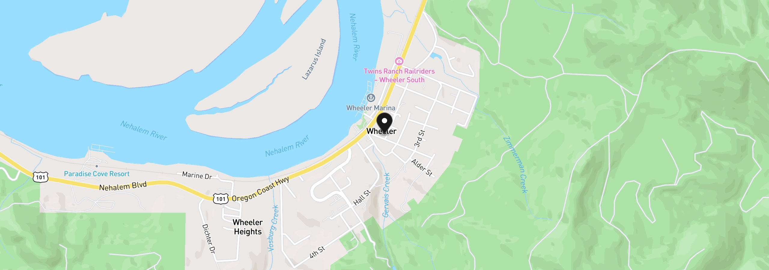 Map showing the location of 95 Gregory St, Wheeler, OR 97147