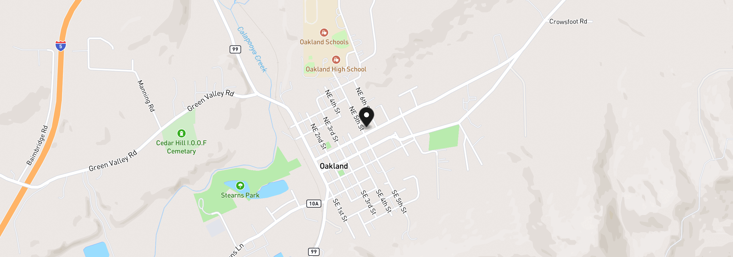 Map showing the location of 511 Oak St, Oakland, OR 97462