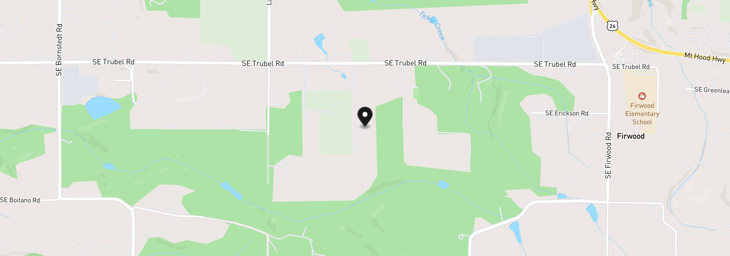 Map showing the location of 40818 SE Trubel Rd, Sandy, OR 97055