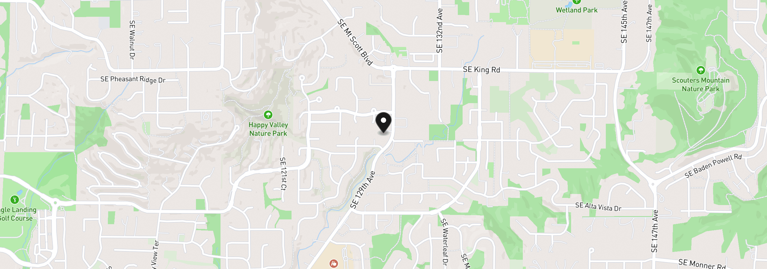 Map showing the location of 10981 SE 129th Ave, Happy Valley, OR 97086