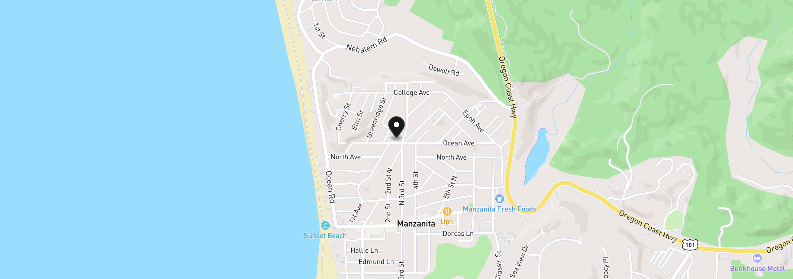 Map showing the location of 275 Ocean Ave, Manzanita, OR 97130