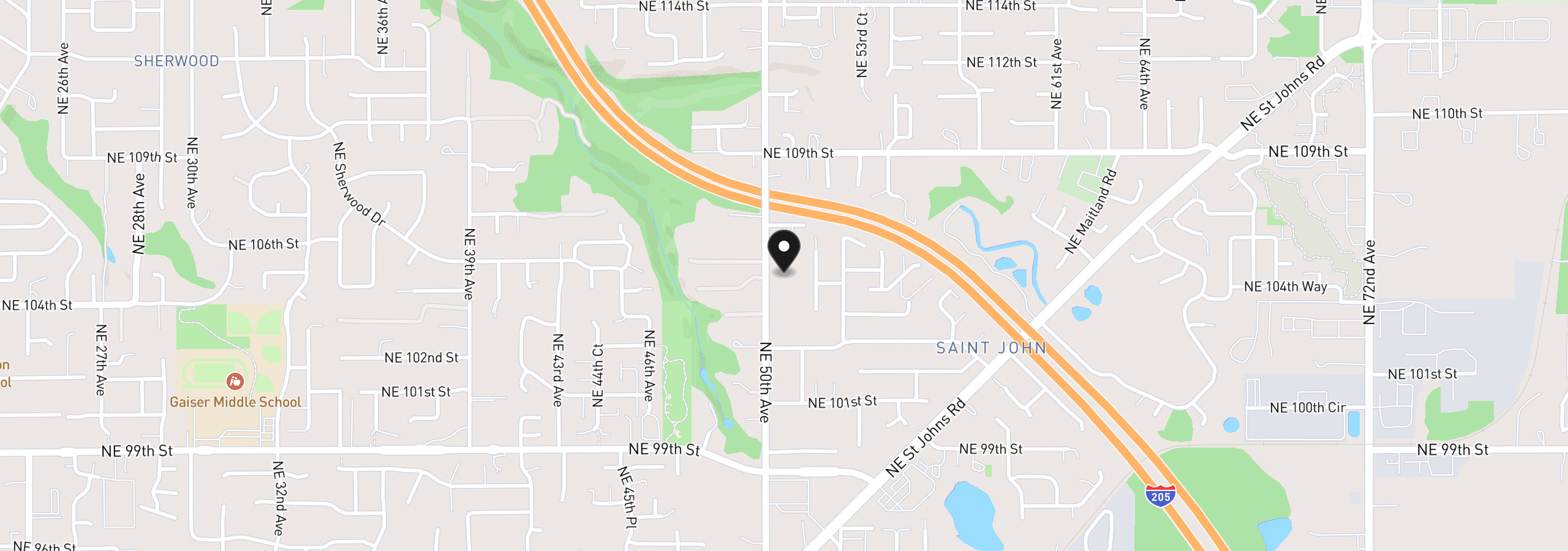Map showing the location of 10419 NE 50th Ave, Vancouver, Wa 98686