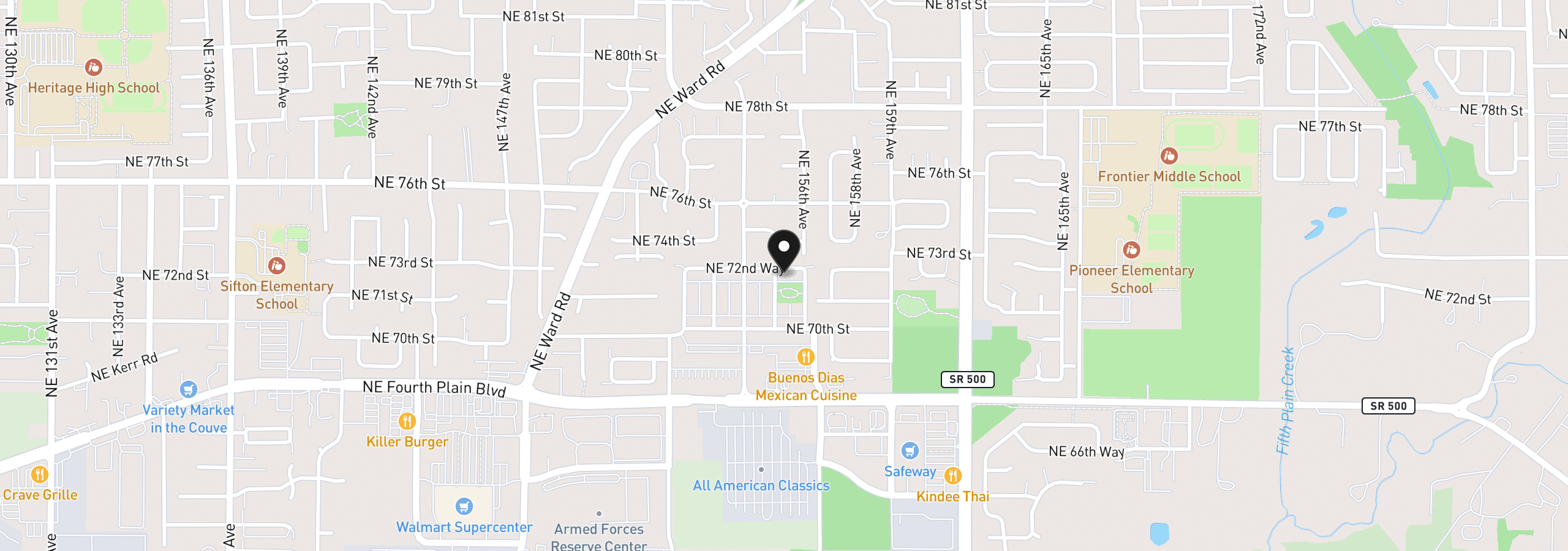 Map showing the location of 15507 NE 72nd Way, Vancouver, Wa 98682