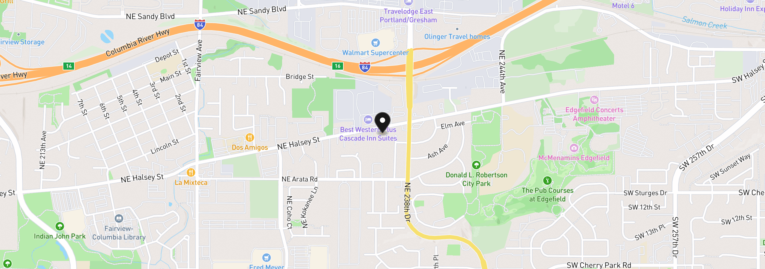 Map showing the location of 23544 NE Halsey St, Wood Village, OR 97060