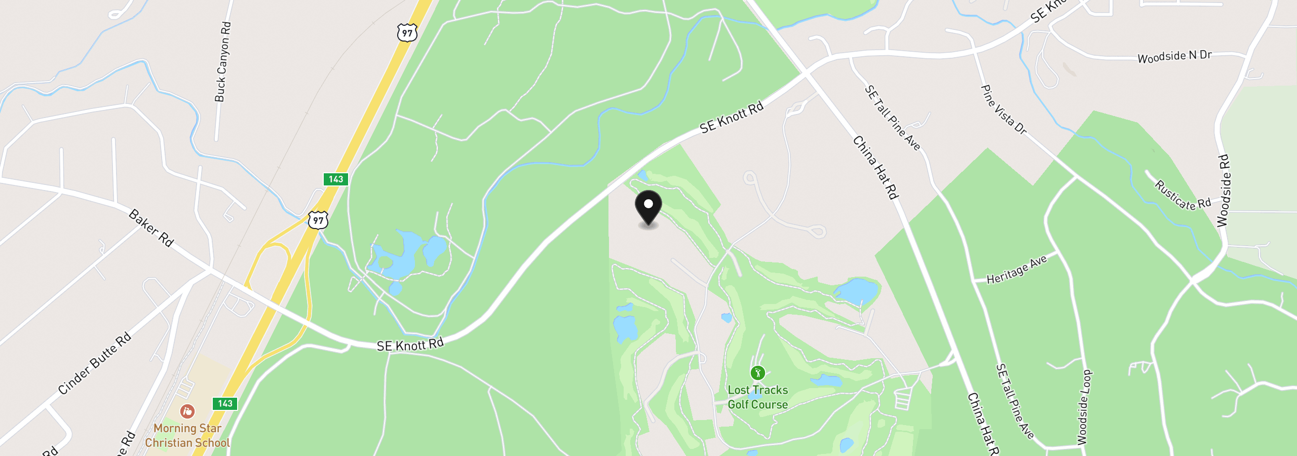 Map showing the location of 20112 Starfire Ridge Ct, Bend, OR 97702