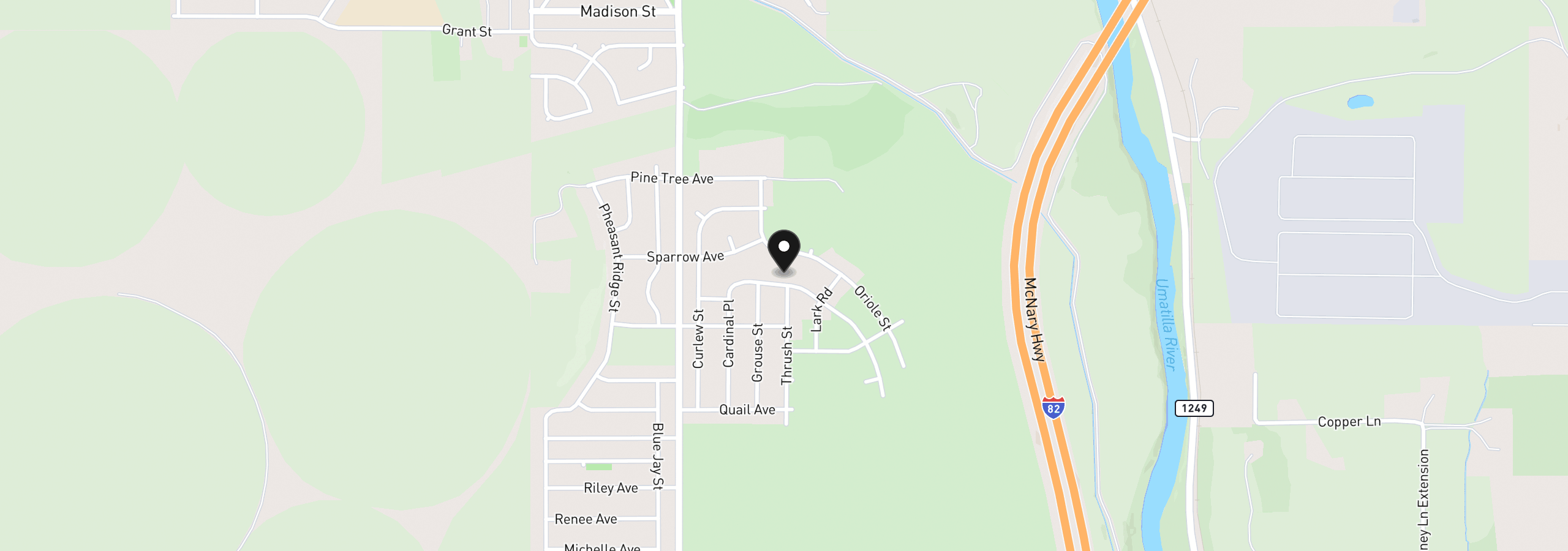 Map showing the location of 435 Cardinal Pl, Umatilla, OR 97882