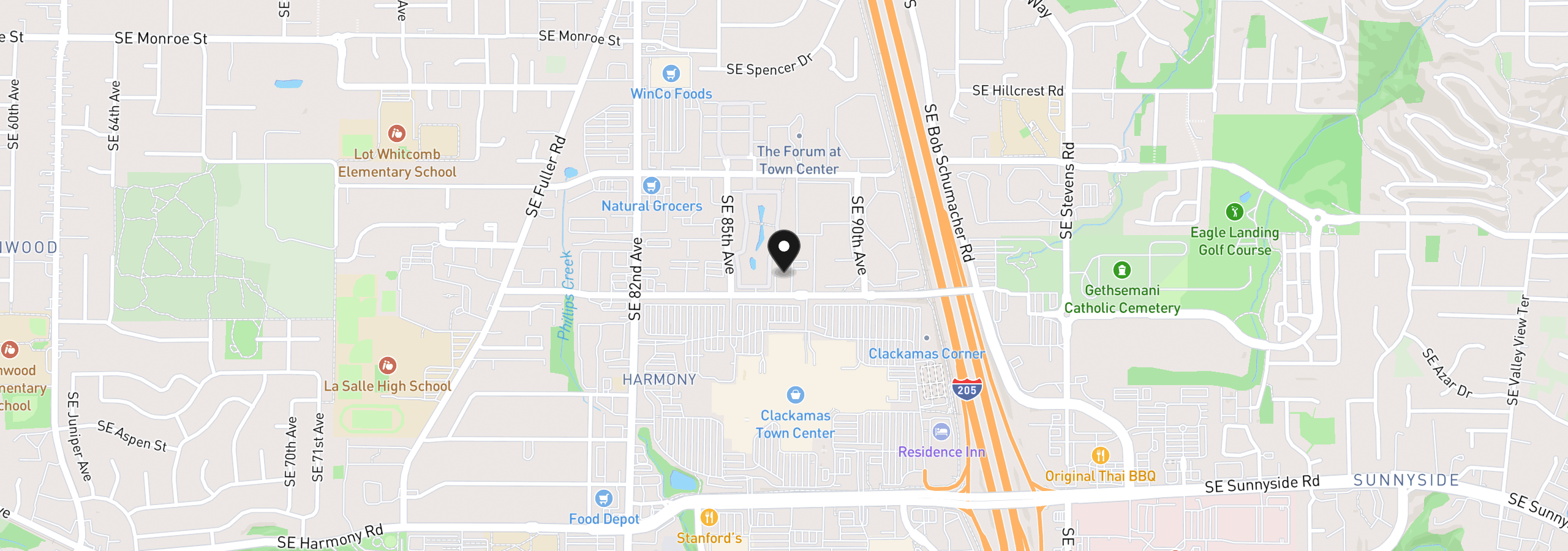 Map showing the location of 8717 SE Monterey Ave 209, Happy Valley, OR 97086