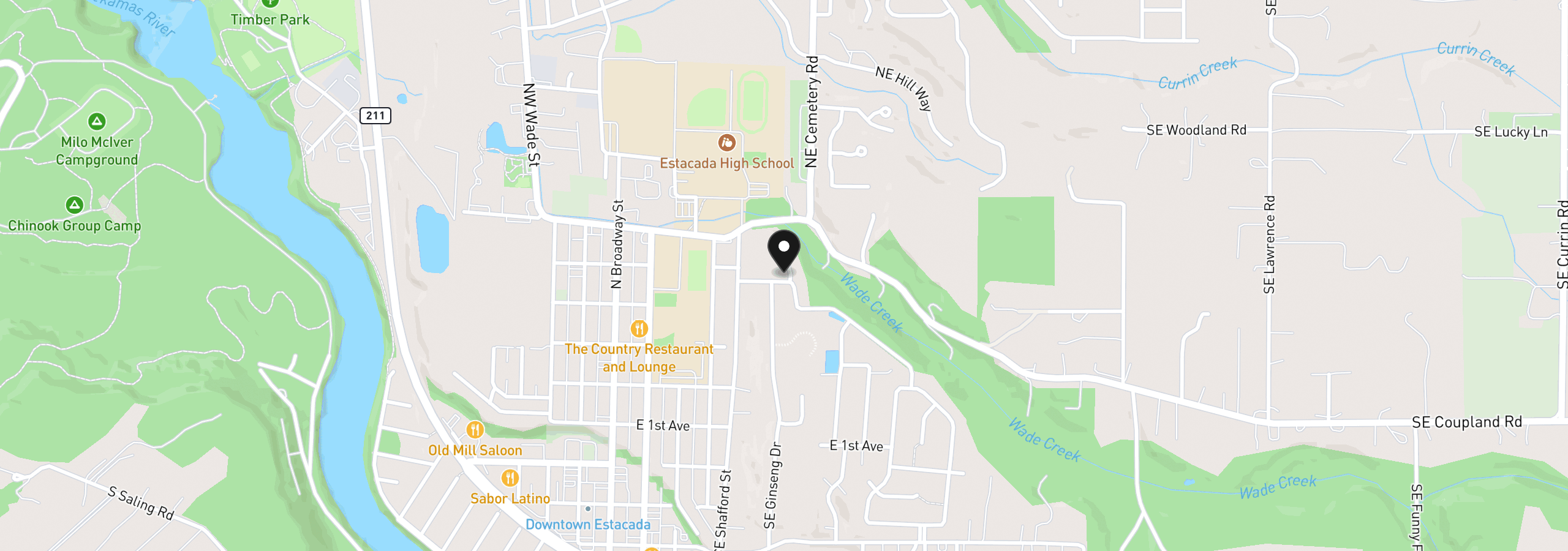 Map showing the location of 521 NE Caden Ct, Estacada, OR 97023