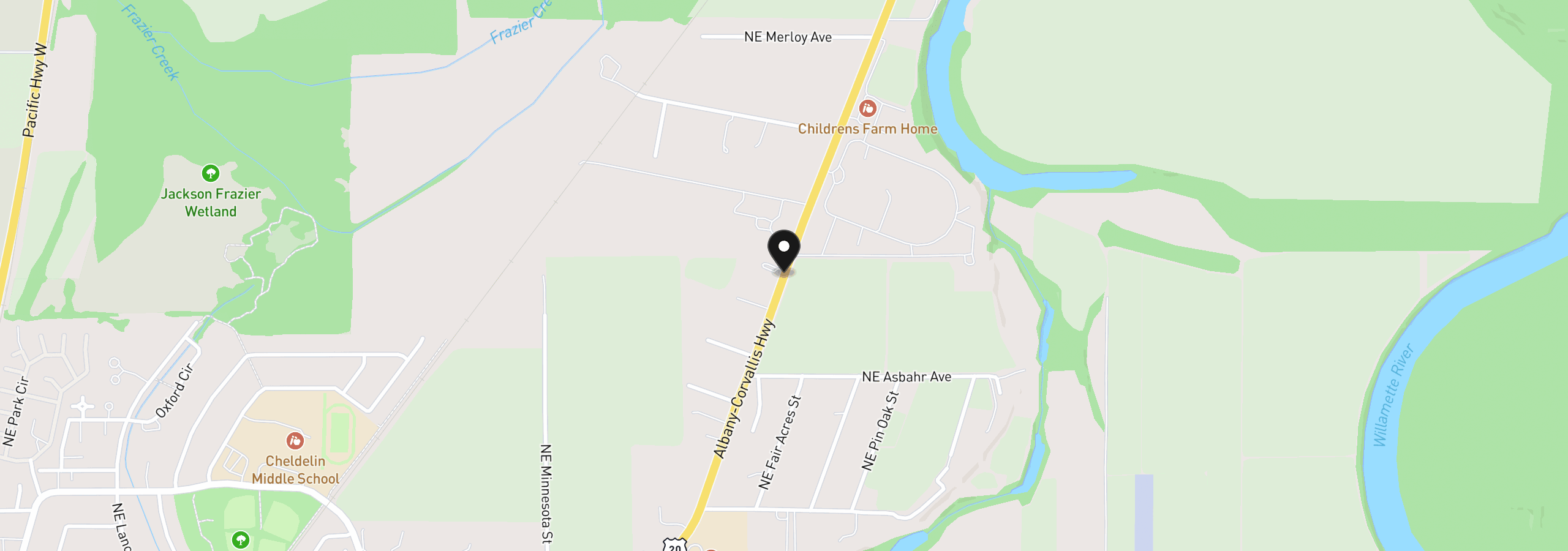 Map showing the location of 0 Hwy 20, Corvallis, OR 97330
