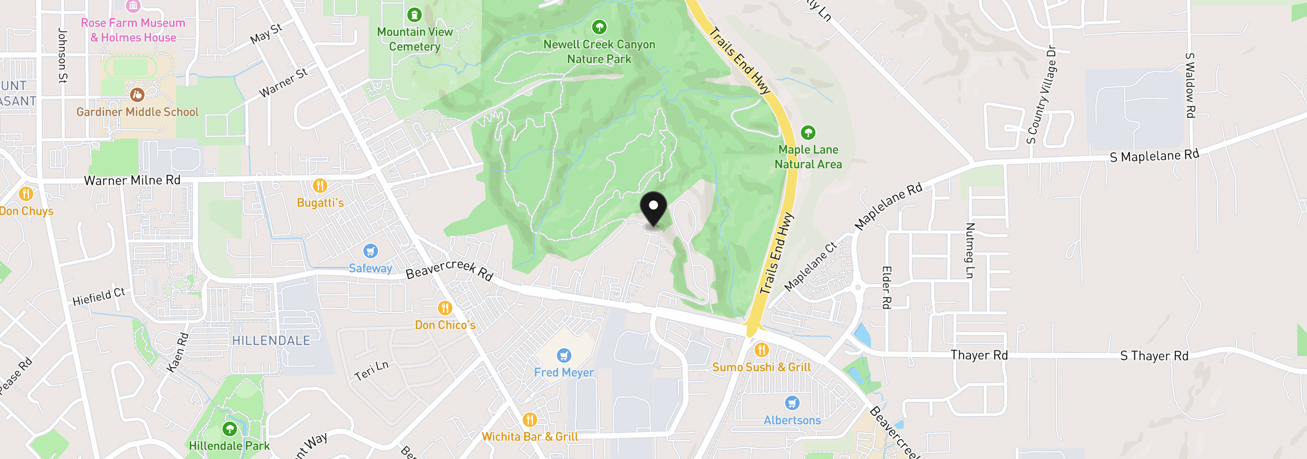 Map showing the location of 13949 Beavercreek Rd 126, Oregon City, OR 97045