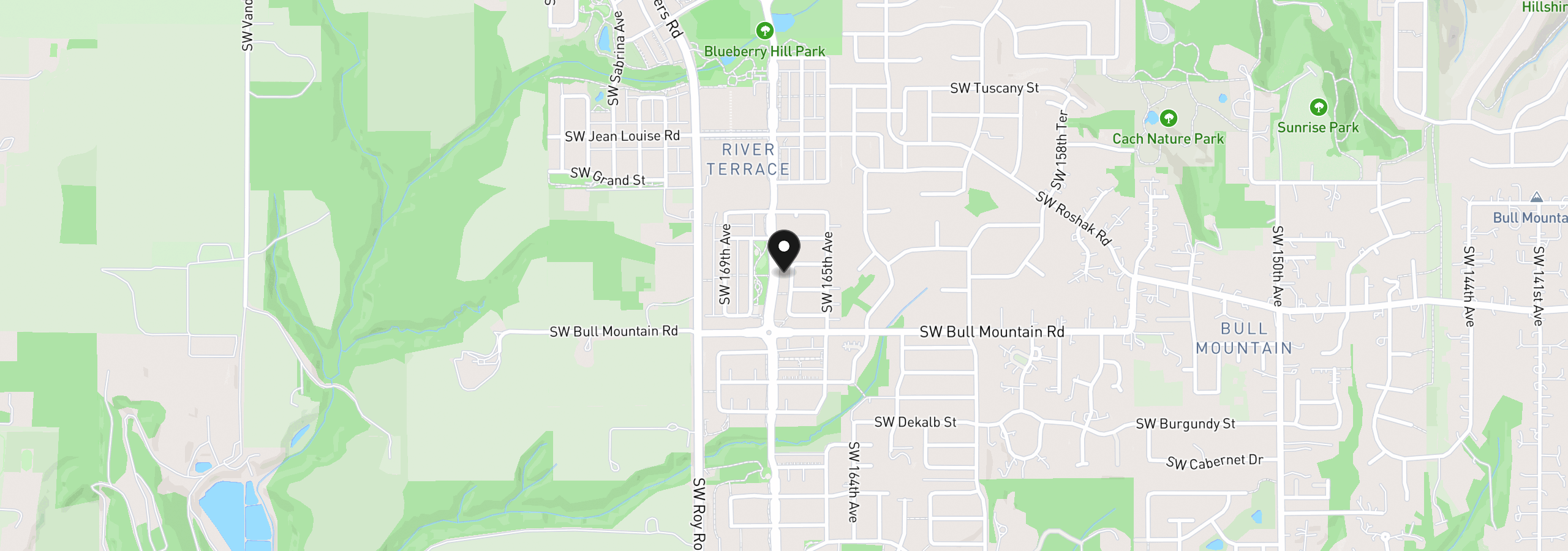Map showing the location of 16627 SW Darwin Loop, Tigard, OR 97224