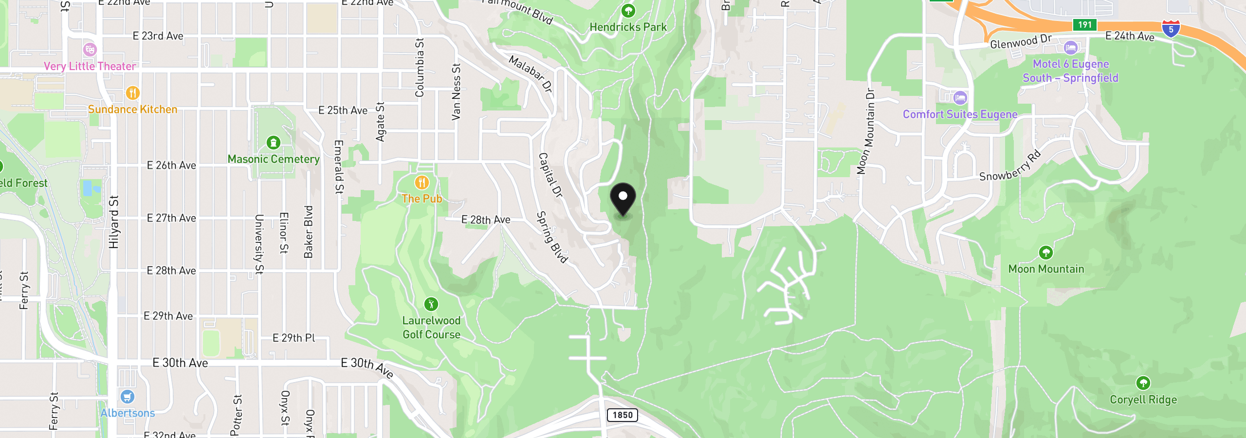 Map showing the location of 2825 2819 Capital Dr 18, 19, Eugene, OR 97403
