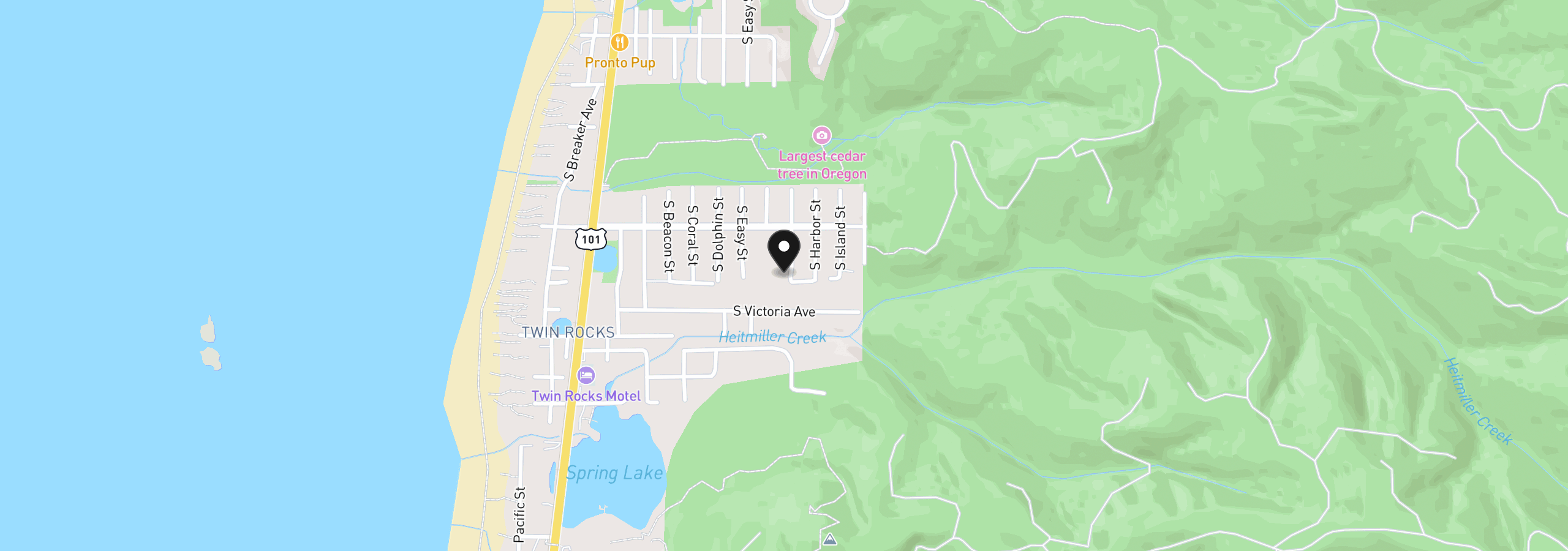 Map showing the location of 1093 S Grayling St, Rockaway Beach, OR 97136
