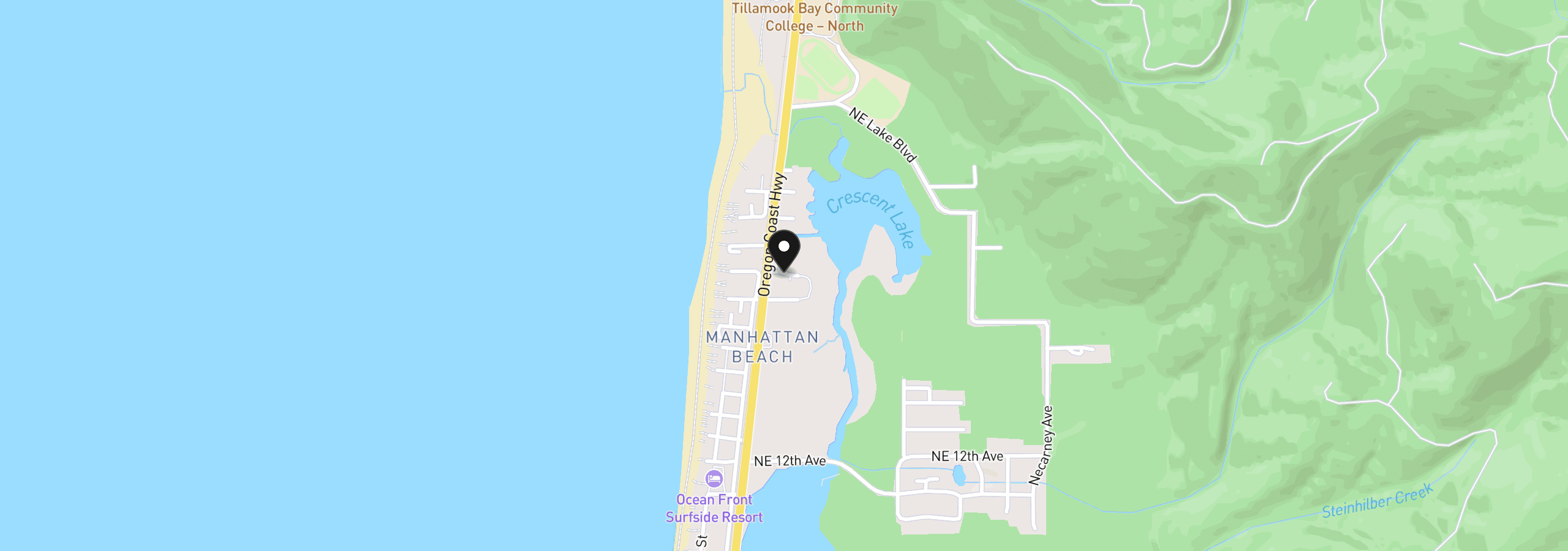 Map showing the location of 160 NE 20th Ave, Rockaway Beach, OR 97136