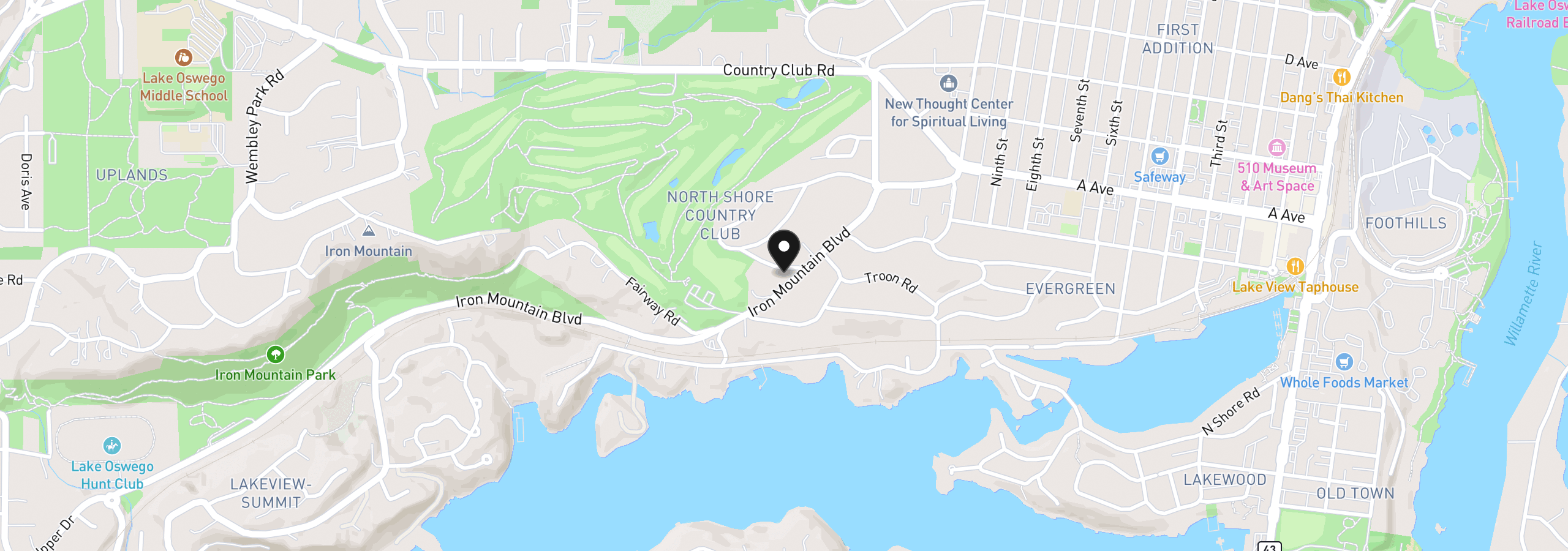 Map showing the location of 1572 Chandler Rd, Lake Oswego, OR 97034