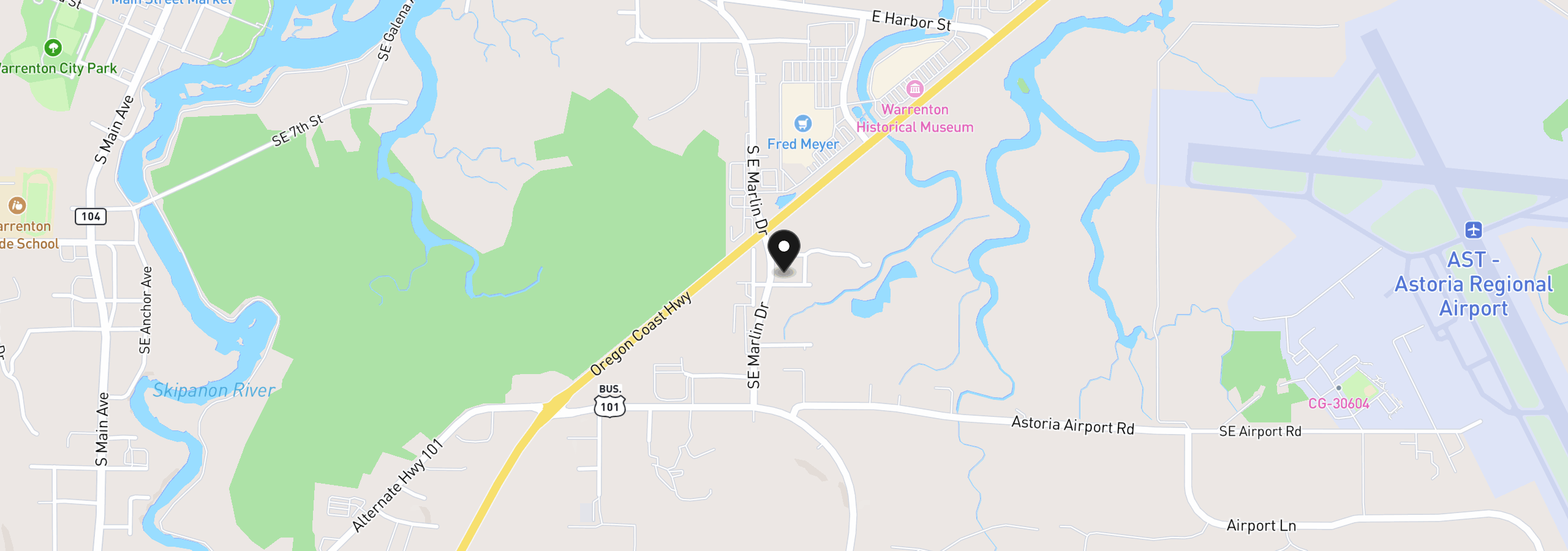 Map showing the location of SE 10 St, Warrenton, OR 97146