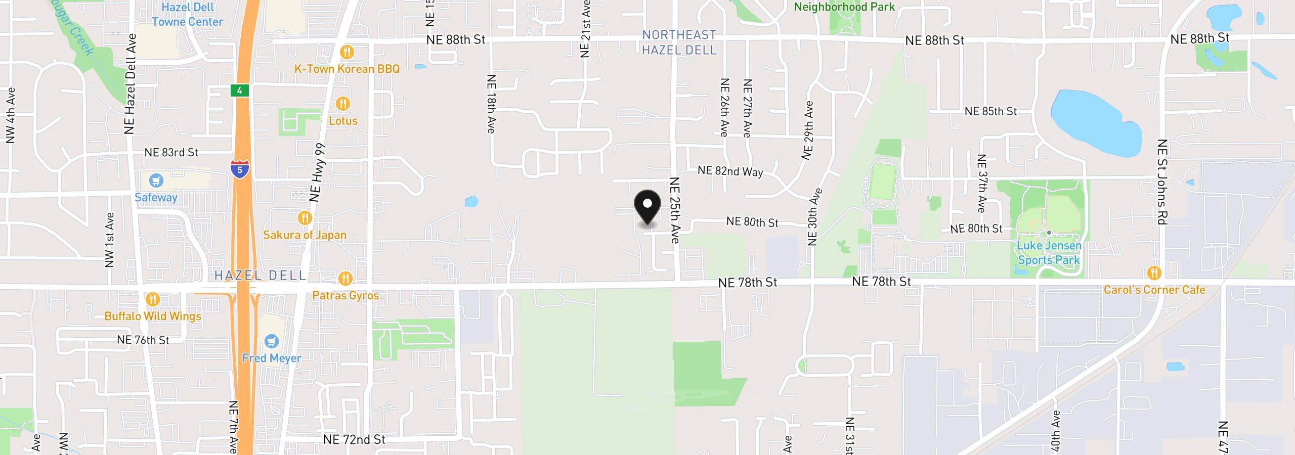 Map showing the location of 2312 NE 80th St, Vancouver, Wa 98665