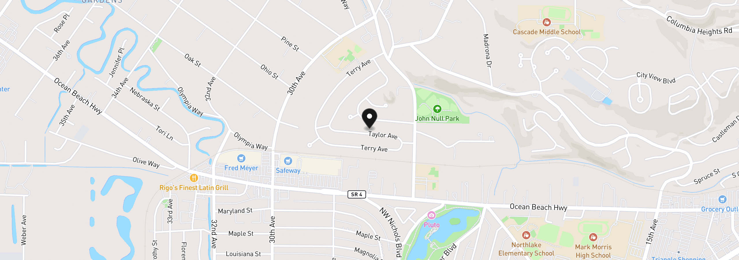 Map showing the location of 2566 Taylor Ave, Longview, Wa 98632