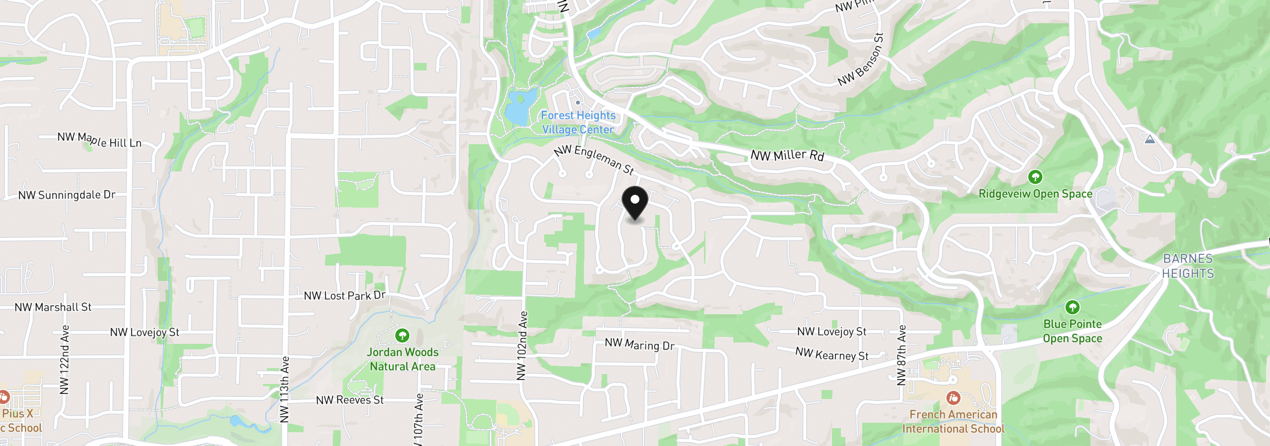 Map showing the location of 1134 NW Mayfield Rd, Portland, OR 97229
