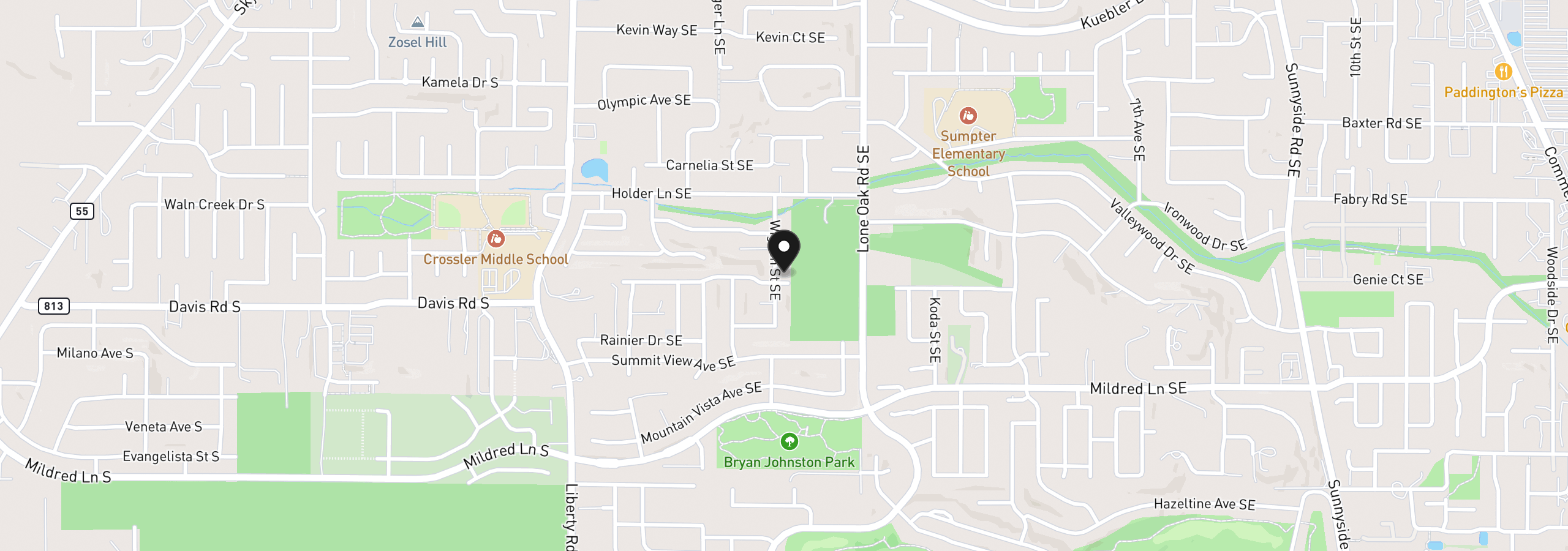 Map showing the location of 5598 SE Wigeon St, Salem, OR 97306