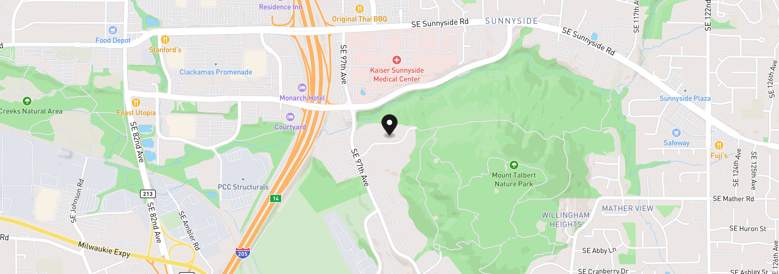 Map showing the location of 9969 SE Talbert St, Clackamas, OR 97015