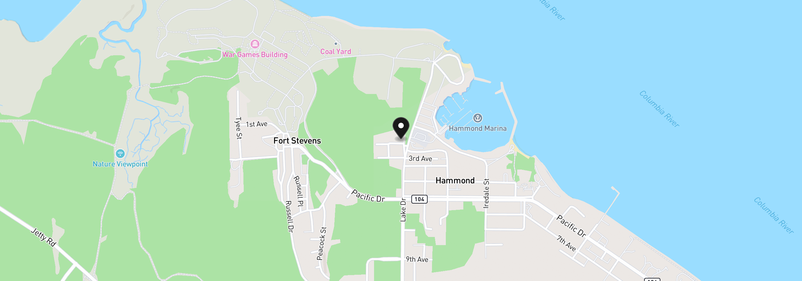 Map showing the location of 1205 2nd Ave, Hammond, OR 97121