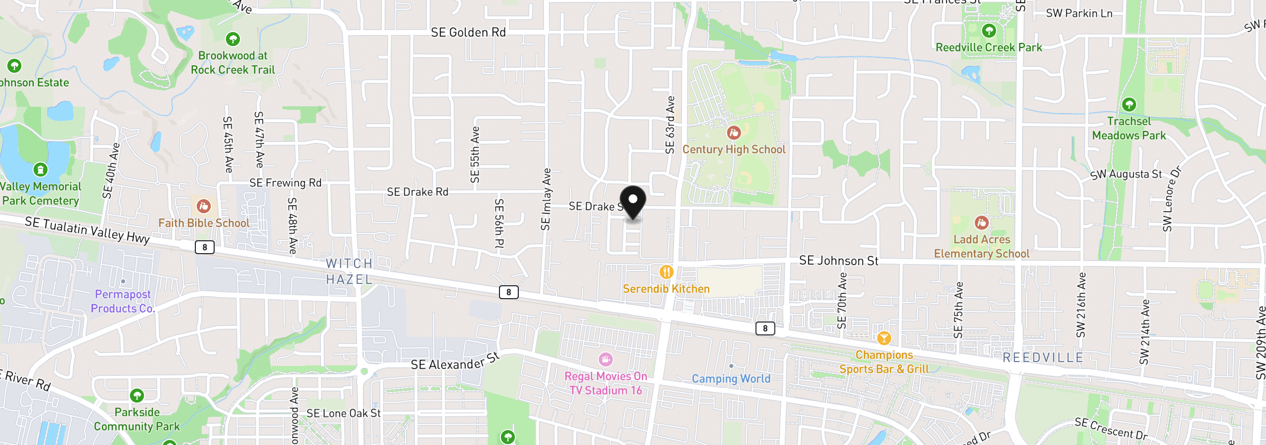 Map showing the location of 6224 SE Apollo Way, Hillsboro, OR 97123