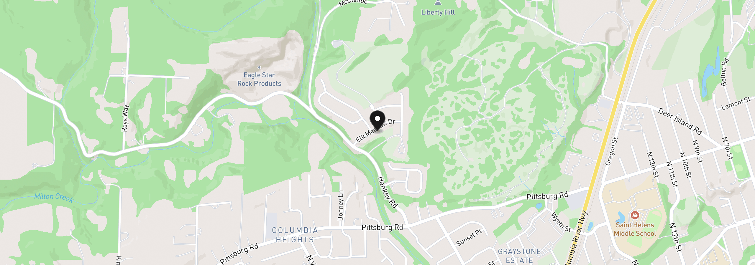 Map showing the location of 35640 Elk Meadows Dr, St. Helens, OR 97051