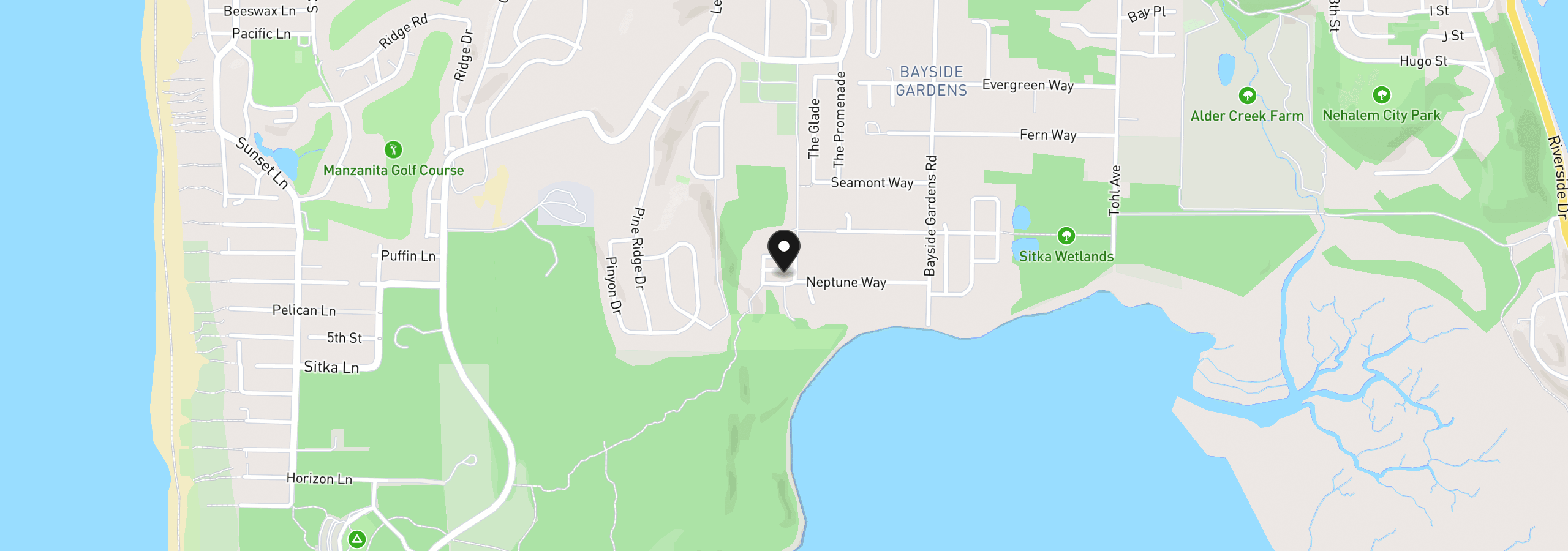 Map showing the location of 10680 Neptune Way, Manzanita, OR 97130