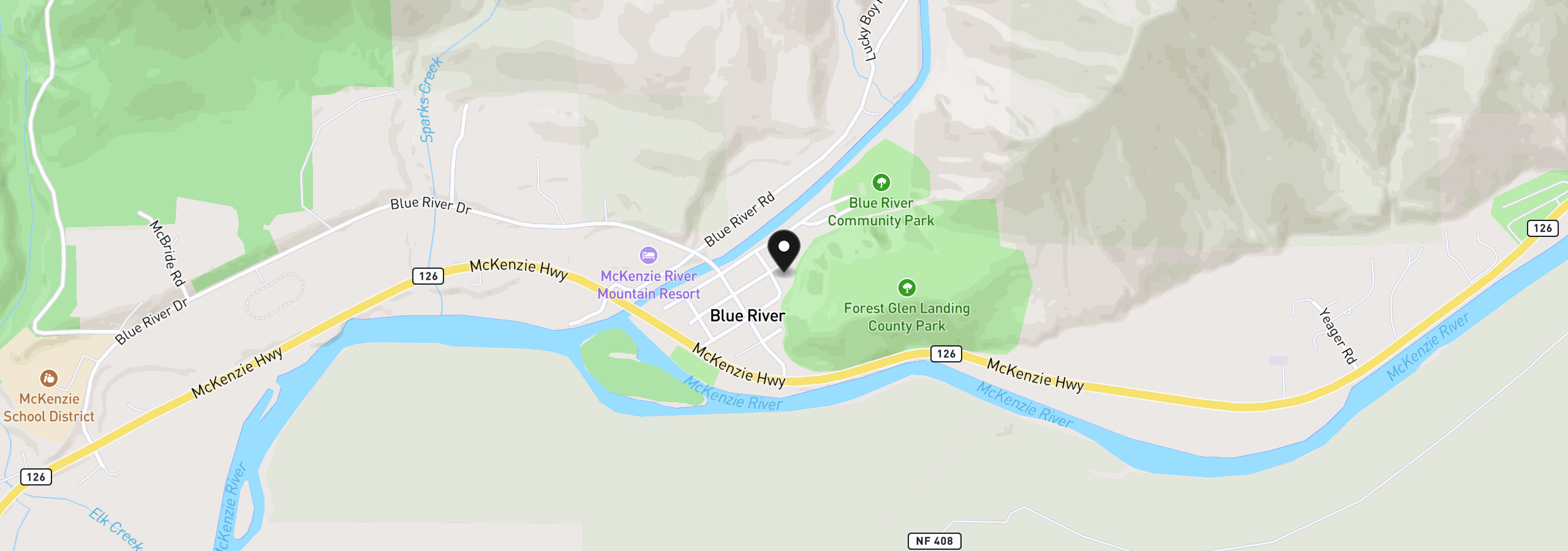 Map showing the location of 51790 Echo St, Blue River, OR 97413