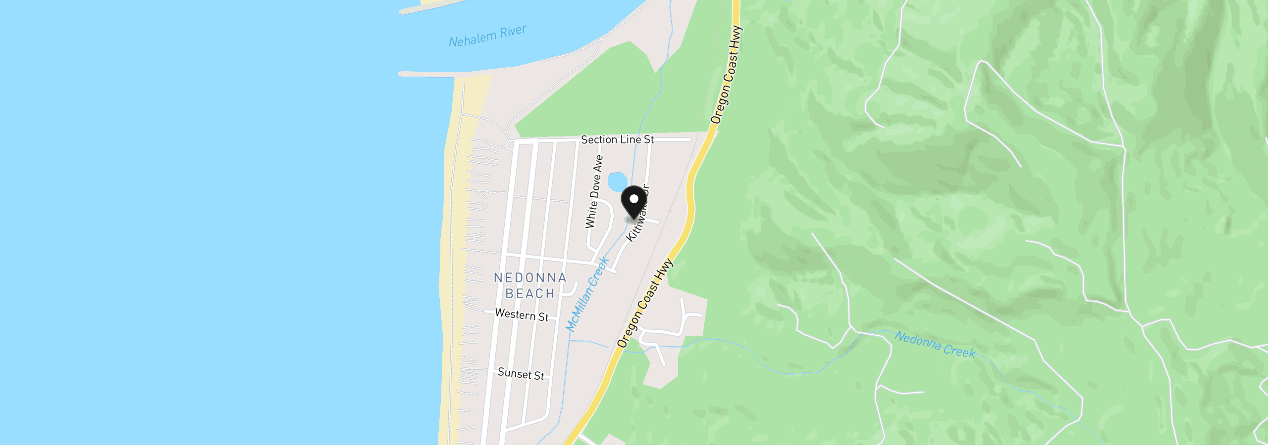 Map showing the location of 26484 Kittiwake Dr, Rockaway Beach, OR 97136