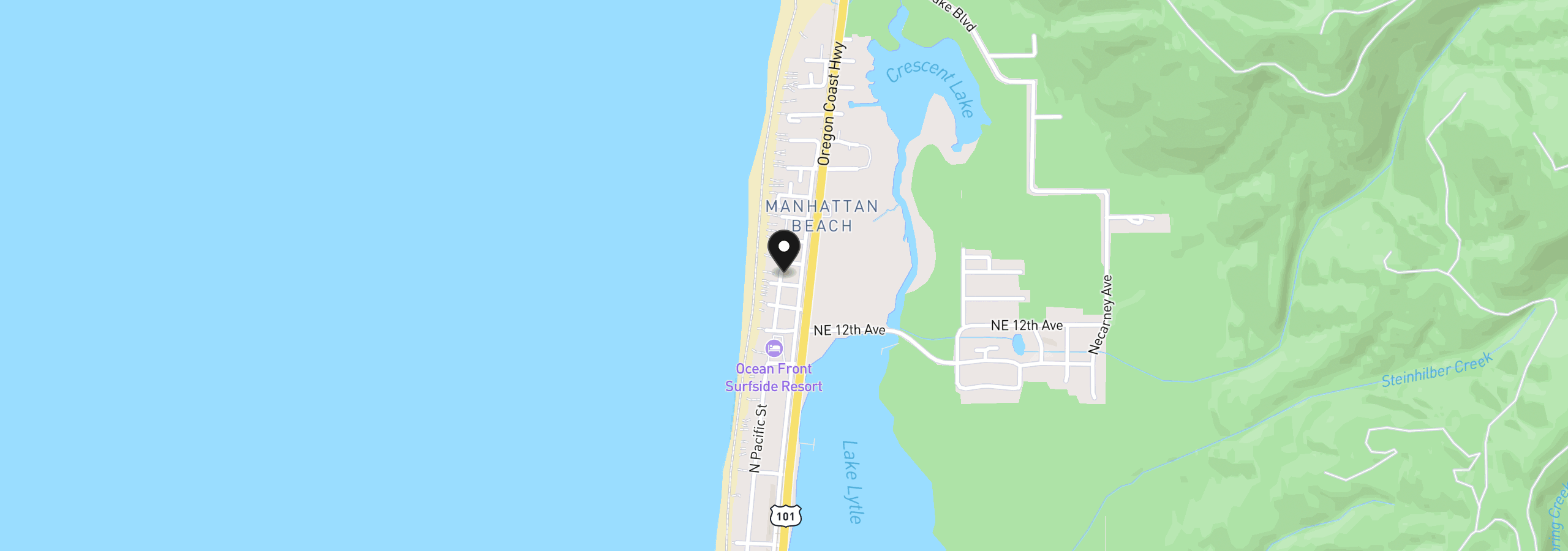 Map showing the location of 1420 N Pacific Ln, Rockaway Beach, OR 97136