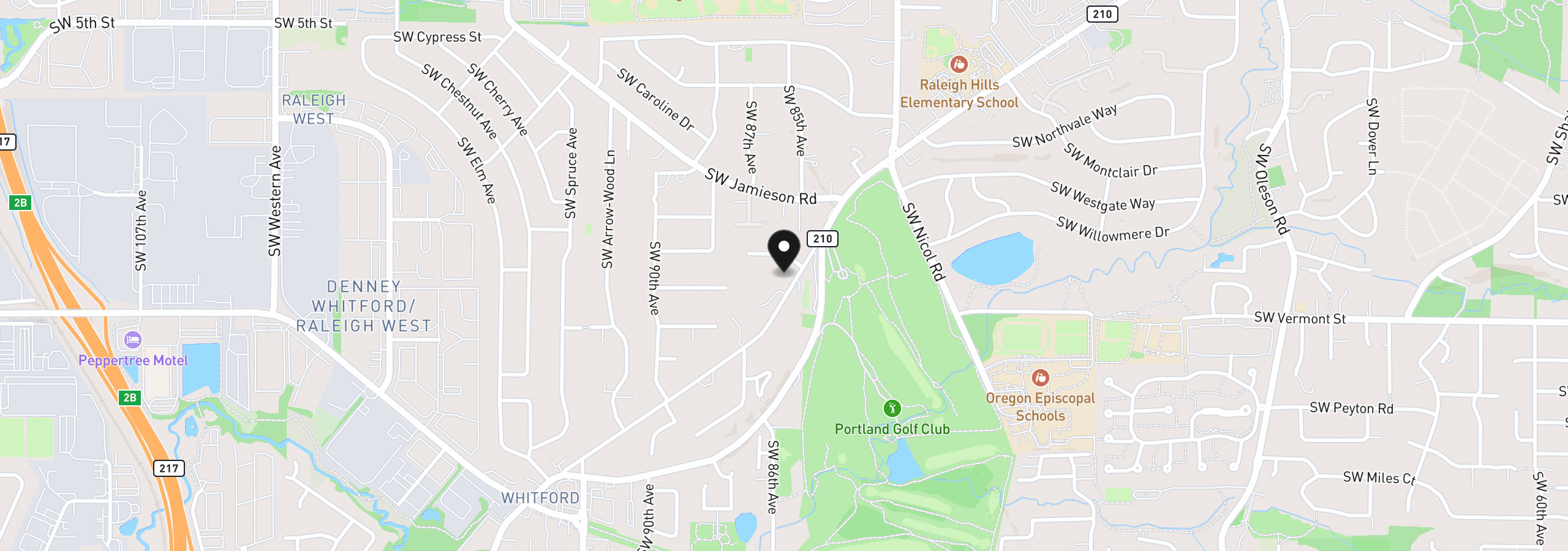 Map showing the location of 5903 SW Old Scholls Ferry Rd, Portland, OR 97225