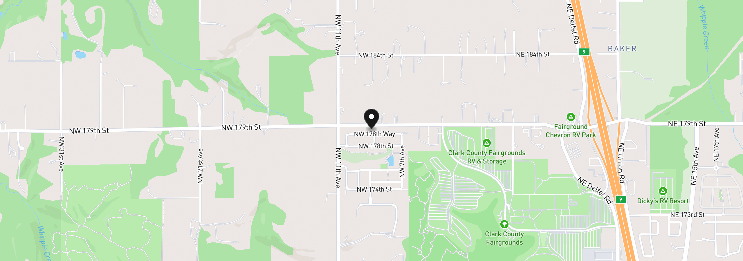 Map showing the location of 908 NW 178th Way, Ridgefield, Wa 98642