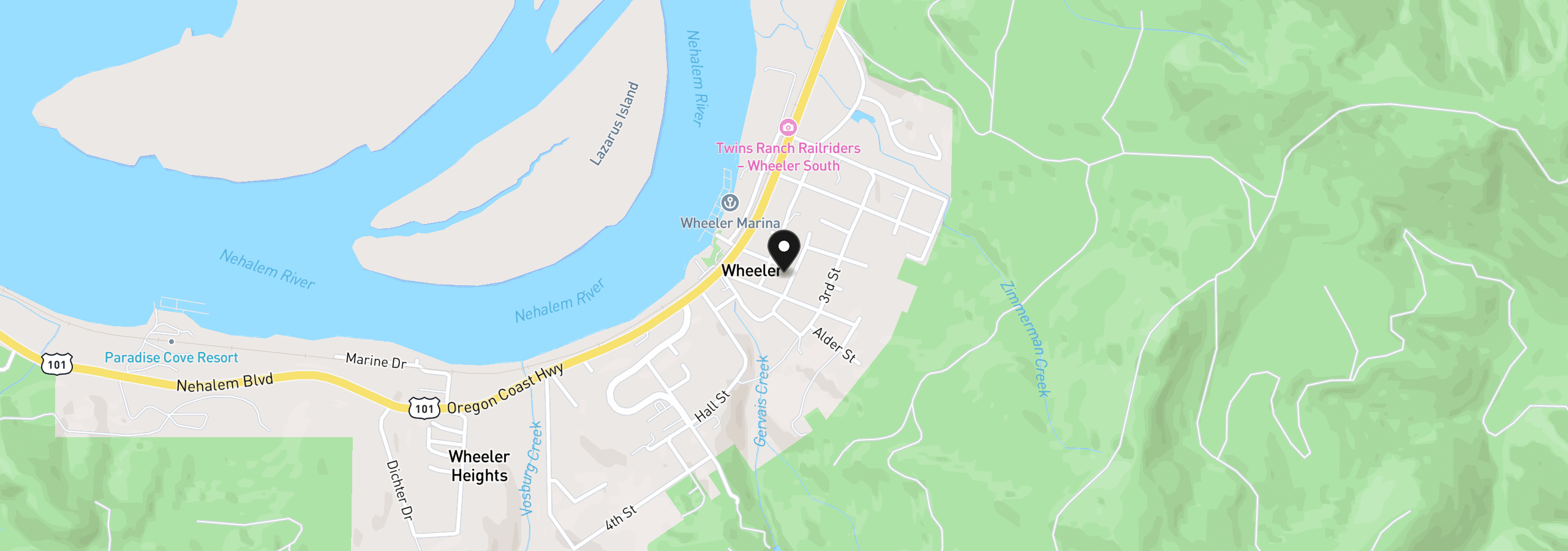 Map showing the location of 186 Rector Rd, Wheeler, OR 97147