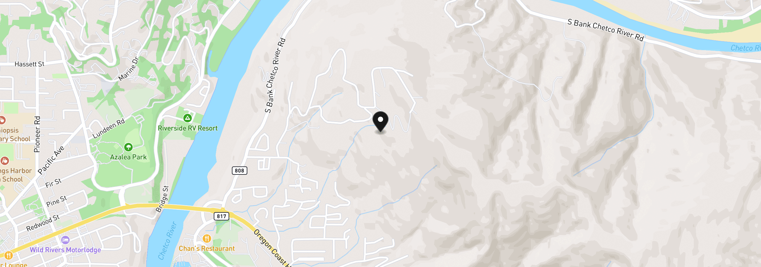 Map showing the location of Crown Terrace Rd 1, Brookings, OR 97415