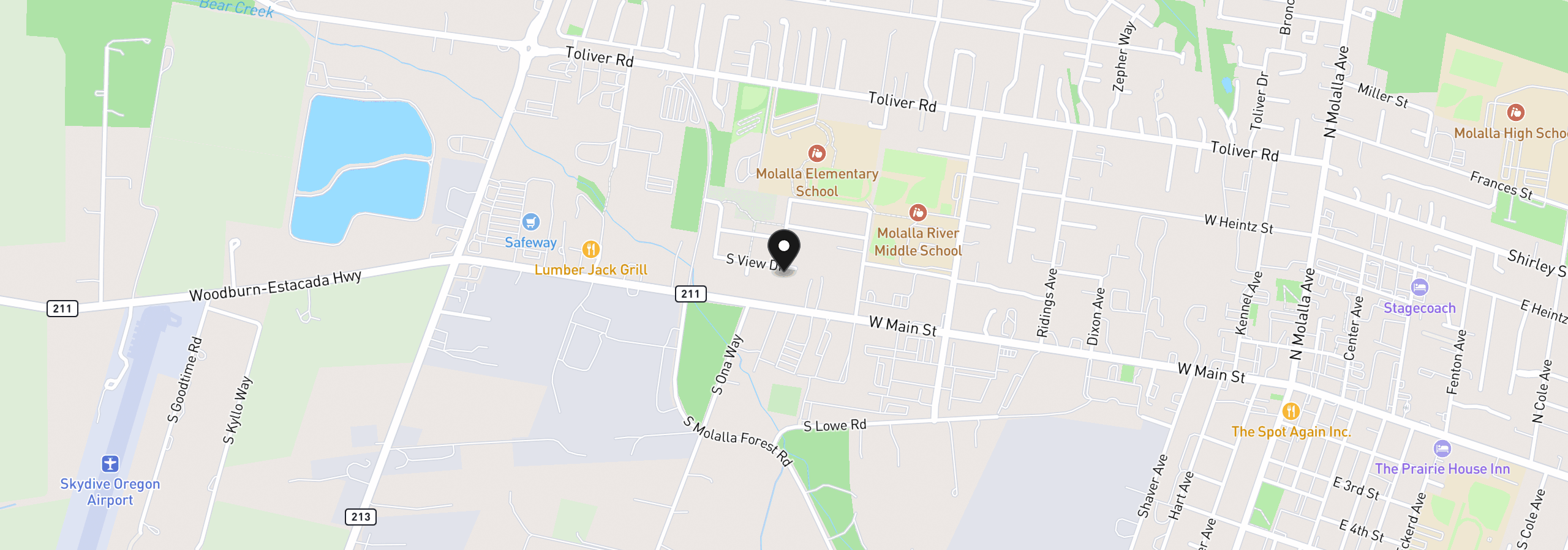 Map showing the location of 876 S View Dr, Molalla, OR 97038