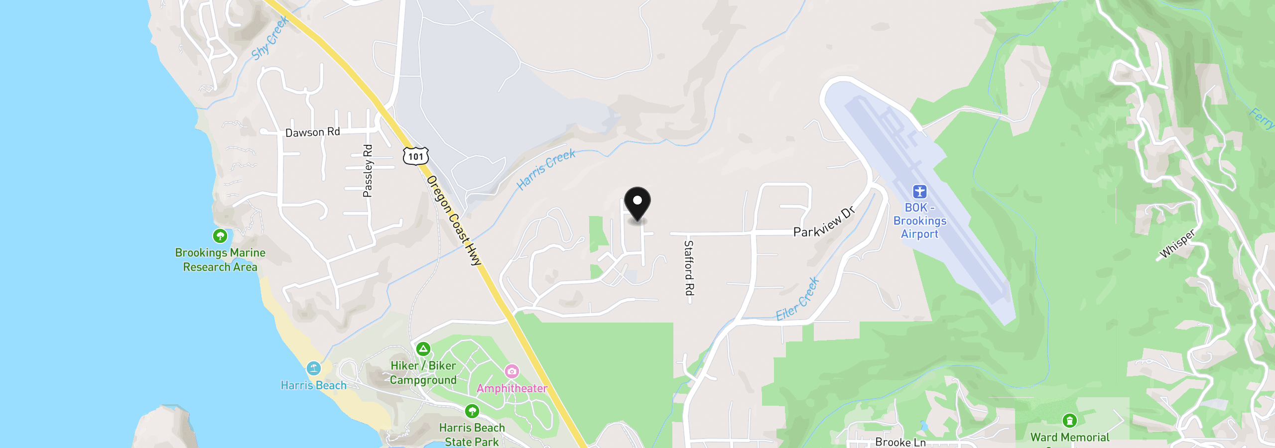 Map showing the location of 1221 Lighthouse Ln, Brookings, OR 97415
