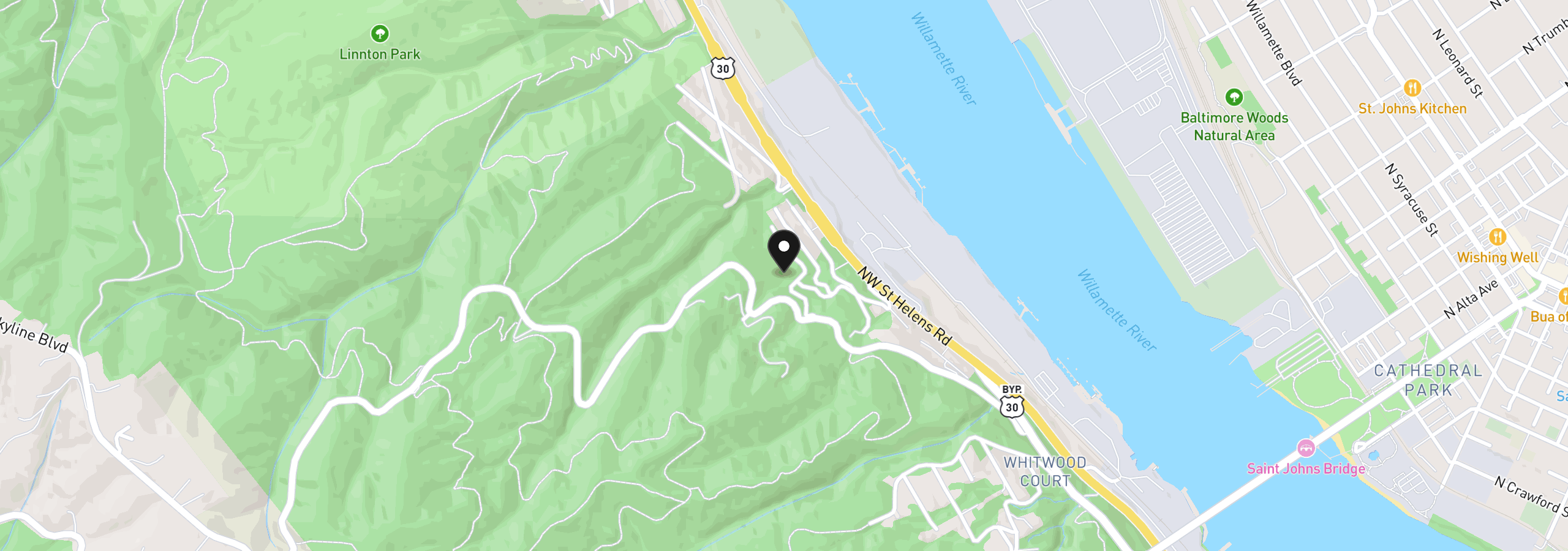 Map showing the location of 9535 NW Harbor Blvd, Portland, OR 97231