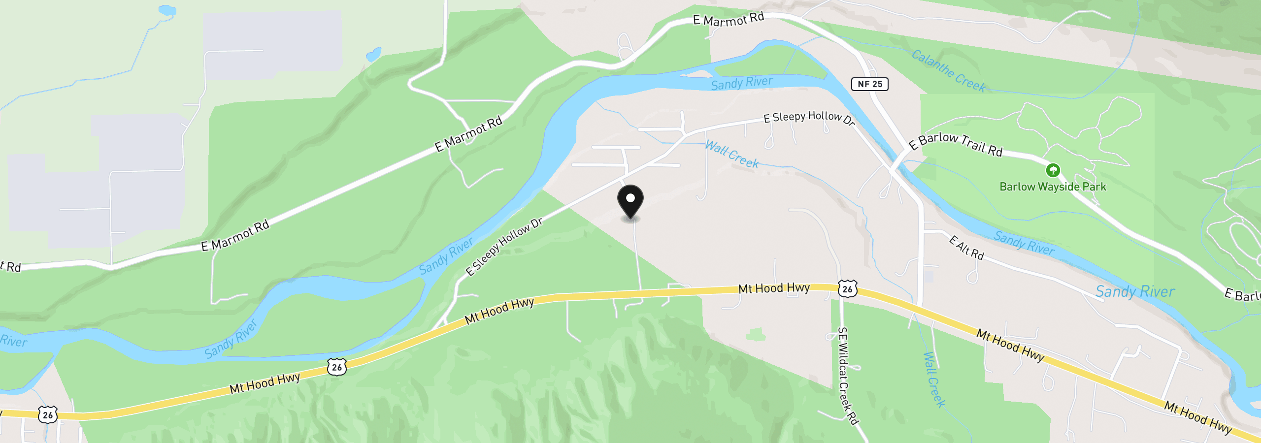 Map showing the location of 58945 E Highway 26, Sandy, OR 97055
