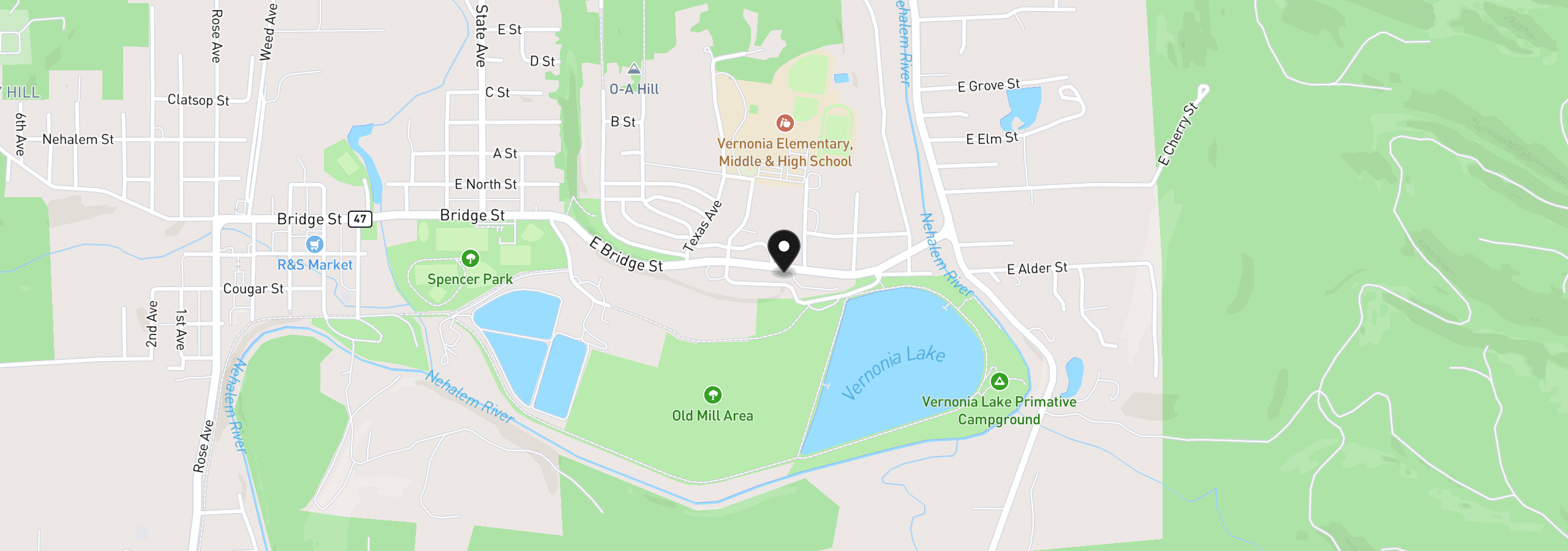 Map showing the location of 688 Lakeview Dr, Vernonia, OR 97064