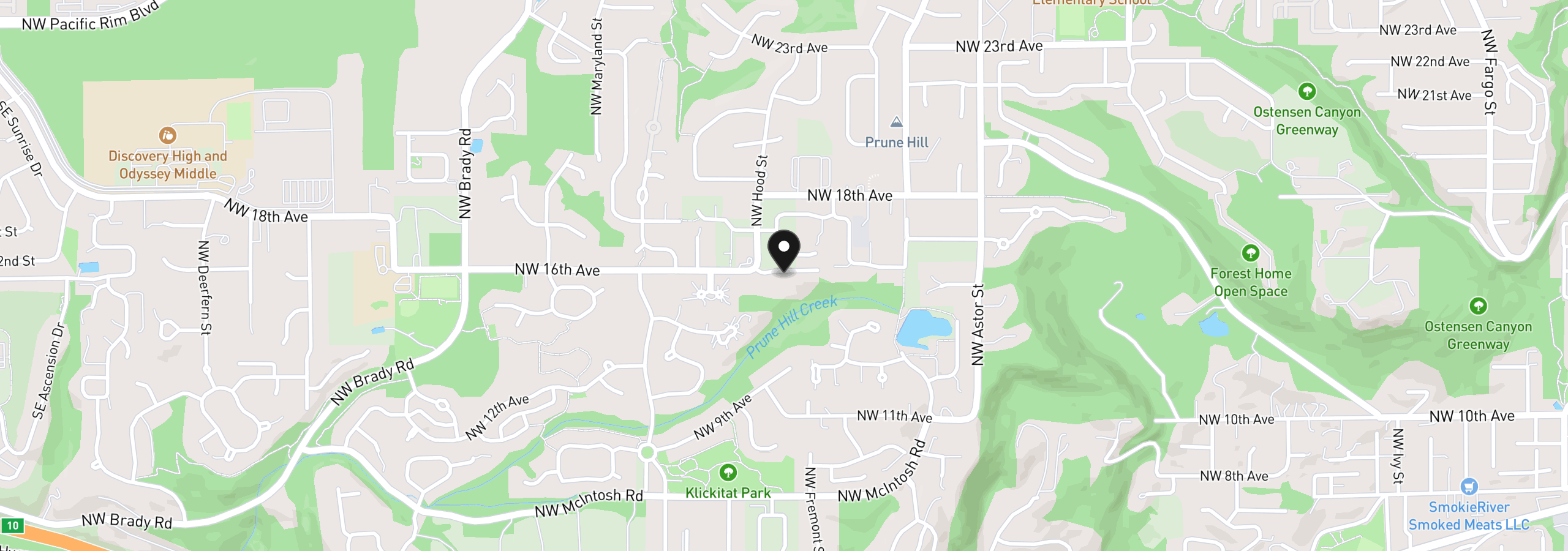 Map showing the location of 3102 NW 16th Ave, Camas, Wa 98607