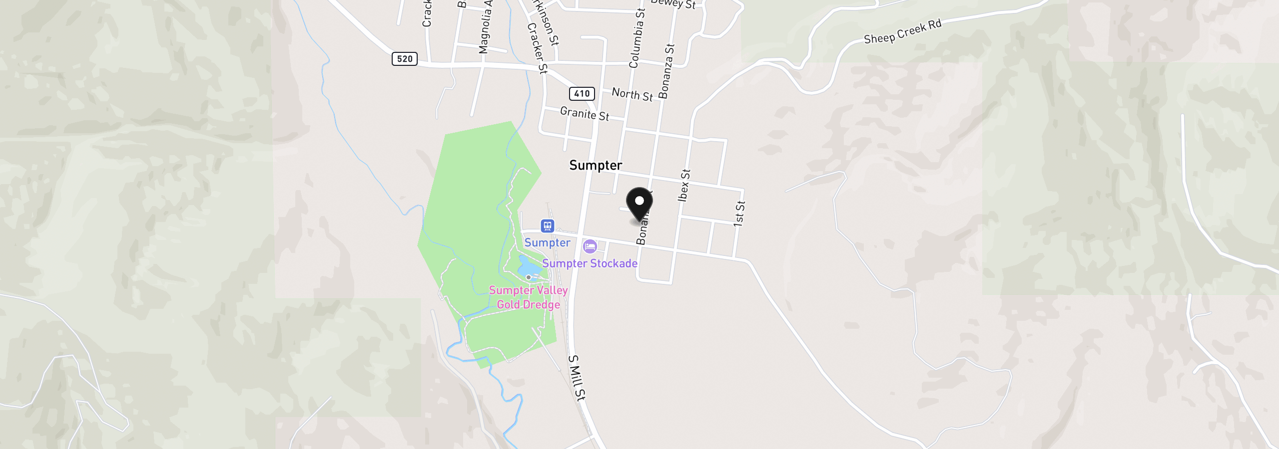 Map showing the location of 237 Bonanza St, Sumpter, OR 97877