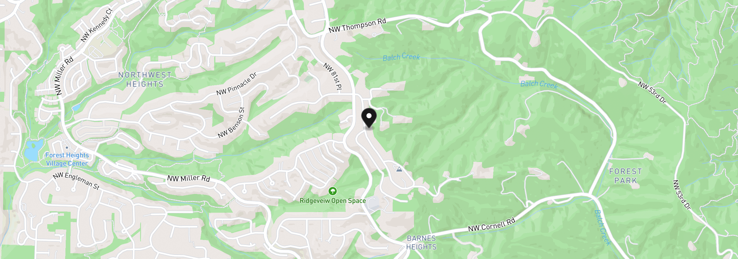 Map showing the location of 2204 NW Ramsey Dr, Portland, OR 97229