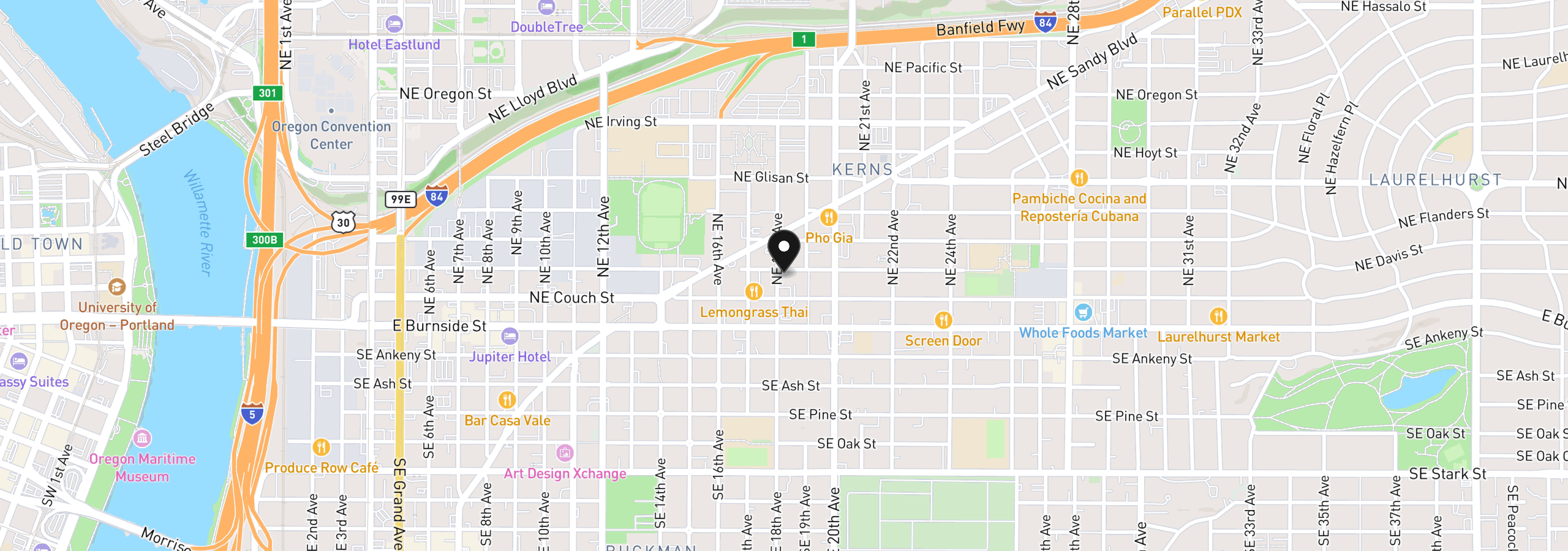 Map showing the location of 138 NE 18th Ave, Portland, OR 97232