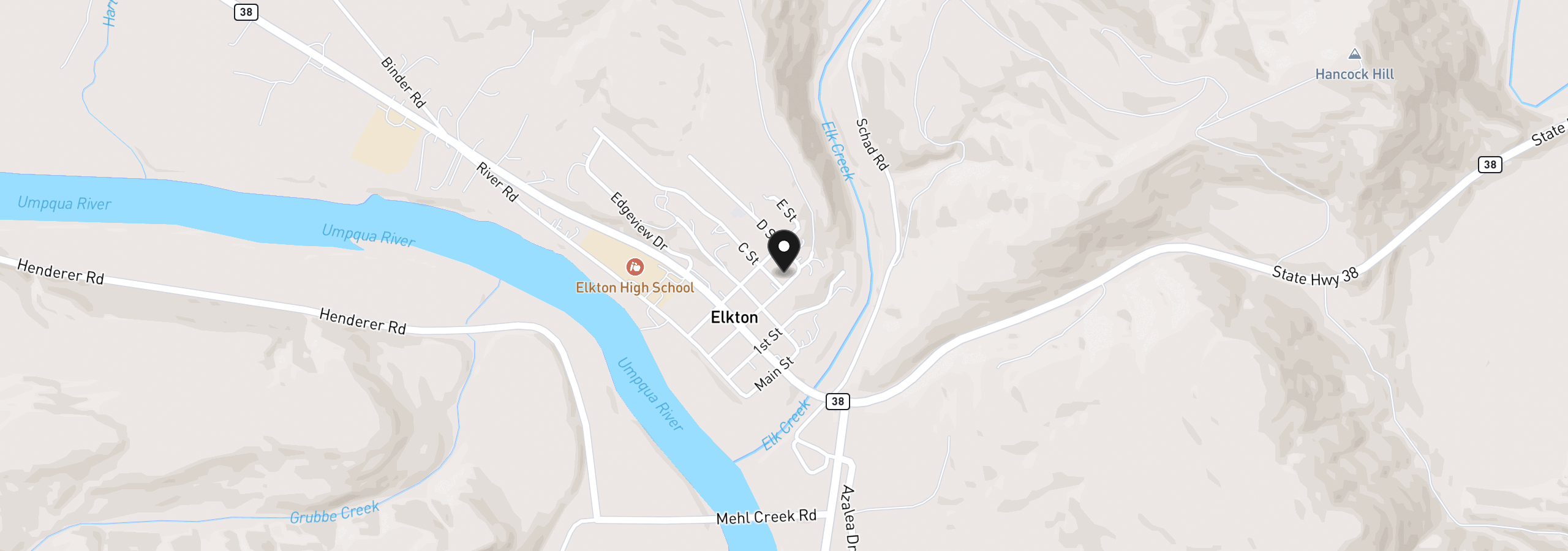 Map showing the location of 532 2nd St, Elkton, OR 97436