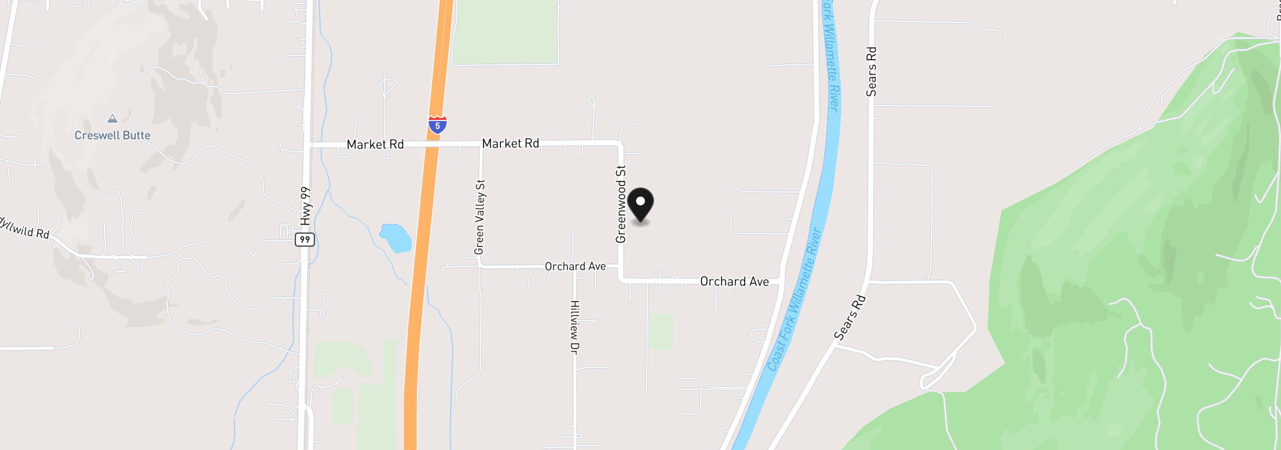 Map showing the location of 82537 Greenwood St, Creswell, OR 97426