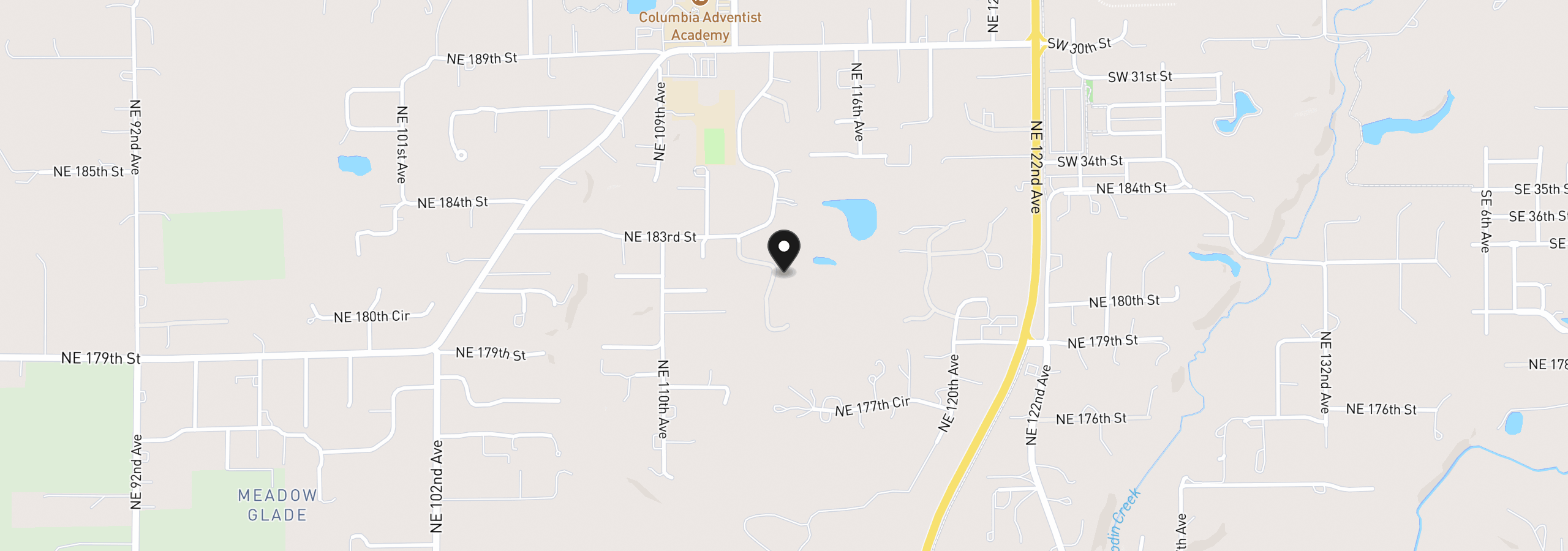 Map showing the location of 18105 NE 113th Ave, Battle Ground, Wa 98604