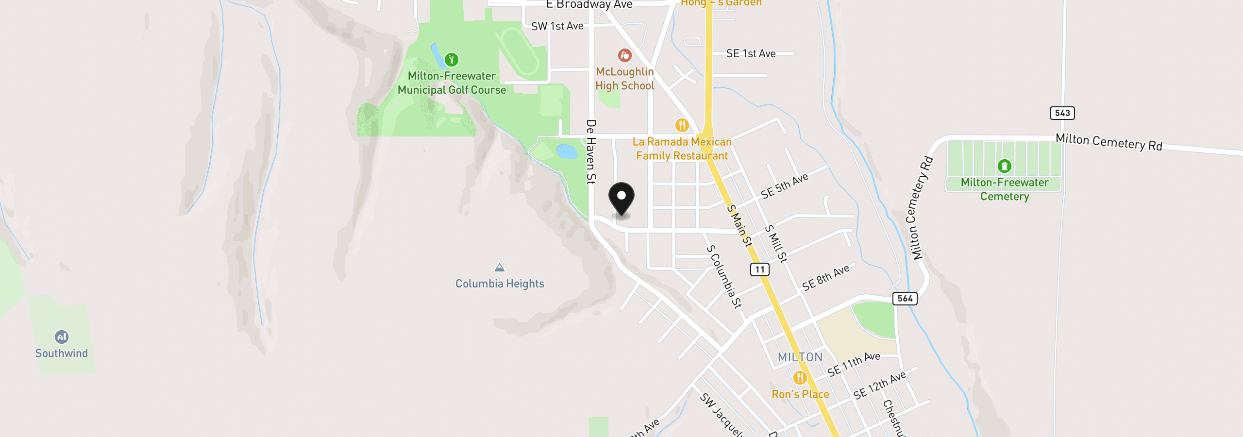 Map showing the location of 509 Parkview St, Milton-Freewater, OR 97862