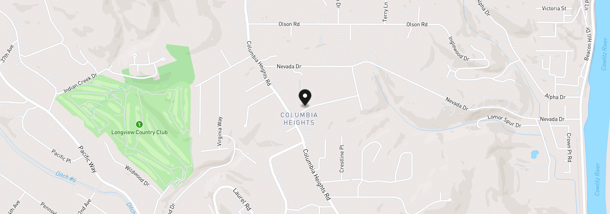 Map showing the location of 933 S Nevada Dr, Longview, Wa 98632